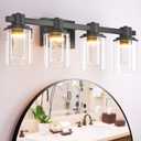 Quntis 4-Light Black Bathroom Light Fixtures with 5 Color Modes, 27 Inch Dimmable Modern Vanity Lighting Fixture Over Mirror, 28 Watts Eye Protection LED Wall Lamp (UL Certified, Bulbs Included)
