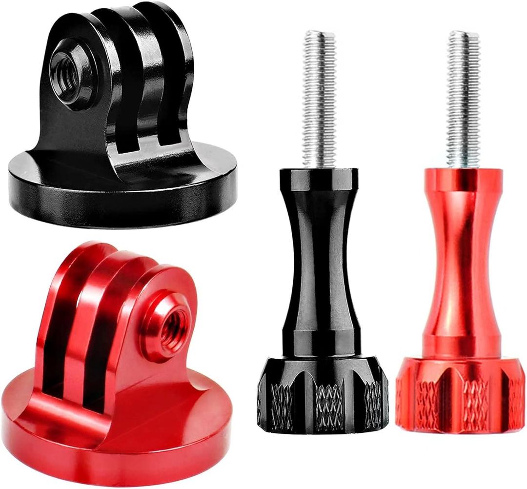 Alumium Tripod Mount Adapter, Gopro Threaded Adapter,Action Camera Tripod Adapter Compatible with GoPro Max, GoPro Hero, DJI Osmo Action Camera Two Groups (Red, Black)