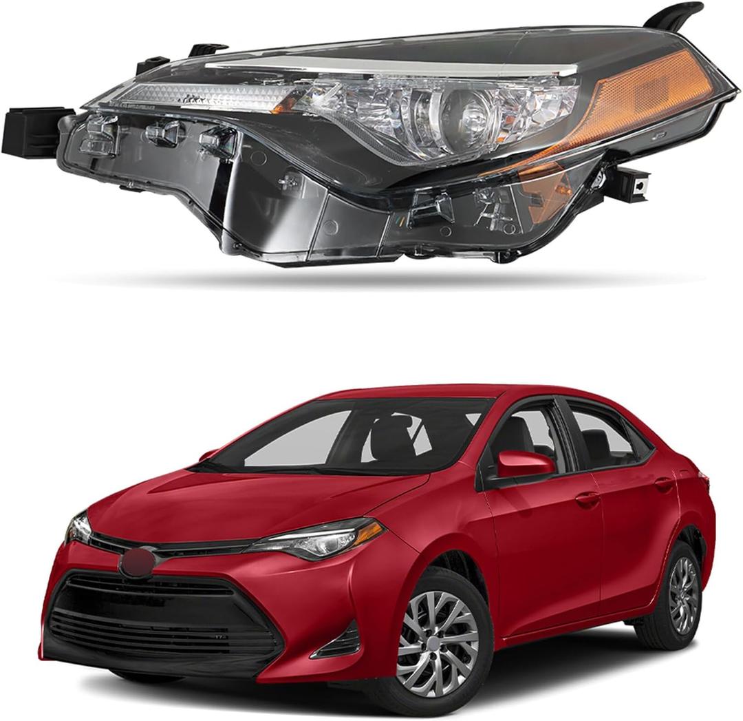 Headlight Assembly Headlamp Replacement for Toyota Corolla L/LE/LE ECO 2017-2019 Driver Side