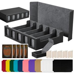 3900+ High-Capacity Card Display Storage Box, 5-Layer Transparent Window Design (Ideal for Collectors & Beginners), Compatible with TCG/Sports Cards, Includes 34 Accessories + 1 Dice Tray(Black)