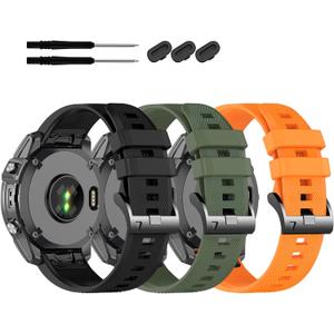 22mm Quickfit Silicone Bands for Garmin tactix 8/Fenix 8 pro AMOLED-47mm/7 Pro/7/6/6 Pro/5/5 Plus,Watch Strap Compatible with Fenix E/Descent G2/G1 Solar/quatix 8/epix Pro/Approach S70 47mm/S62/S60 (3Pack1)