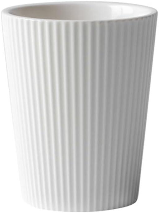 Ceramic Vertical Stripe Toothbrush Cup, Couple Toothbrush Cups, Bathroom Tumbler, Striped Ceramic Coffee Mug, Drinking Cup (White)