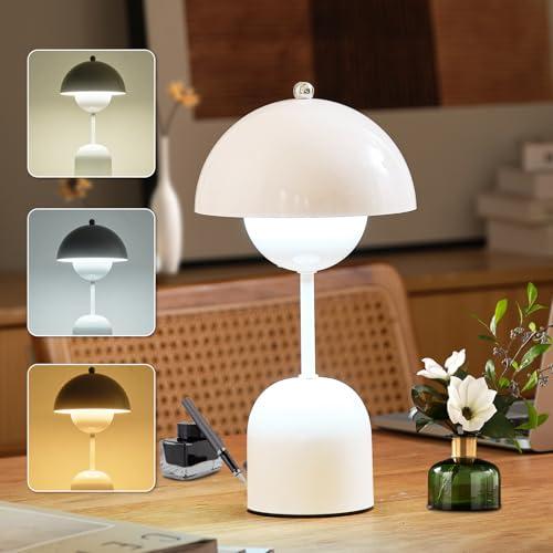 LSTVZSNRX Modern Design Donut Table Lamp, LED Bedside Desk Lamp with Durable Shade, Rotomolded Small 3-Color Dimmable Nightstand Lamps (Not Glass) (Snow White)