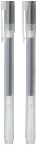 MUJI 02796815 Gel Ink Ballpoint Pen, Black, 5.5 x 0.4 inches (140 x 10 mm), Lead Diameter: 0.02 inches (0.5 mm), Cap Type (Pack of 2) (1 Count (Pack of 2))