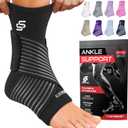 Sleeve Stars Ankle Brace for Women & Men, Ankle Wrap for Sprain, Compression Sleeve for Plantar Fasciitis Relief, Easy Customizable Support: w/ Removable Strap (Single/M:10"-12"/Black)