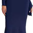 Women One Shoulder Long Sleeve Maxi Dress Bodycon Cut Out Long Formal Wedding Guest Dresses (S)