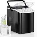 Countertop Ice Maker with Handle, 26lbs/24H Portable Ice Machine, 9 Bullet Ice Cubes Ready in 6 Mins, Self-Cleaning, Quiet Compact Ice Maker for Home, Kitchen, RV, Camping, Black : Appliances