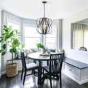 17" Black and Gold Chandelier Geometric Metal Modern Industrial Chandeliers Lighting for Farmhouse Living Room Entryway Kitchen (Bronze-4 lights)