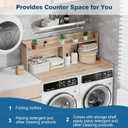 Washer Dryer Countertop with Shelf 54" W x 27.5" L Laundry countertop for Washer and Dryer with Edge Rails, Oak