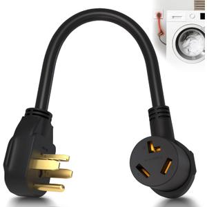3 Prong to 4 Prong Dryer Adapter, 1.5FT Dryer Plug Adapter 3 to 4 Prong Outlet Cord Converter, NEMA 14-30P to 10-30R 10AWG Copper Wire 30A 250V Flexible DIY Dryer Connector for Home Laundry