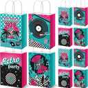 Sweetude 24 Pcs 50s Paper Gift Bags 1950's Rock and Roll Music Bags 50's Themed Party Decorations Retro Records Paper Goodies Sack for Music Birthday Anniversary Party Favor Grease Decorations