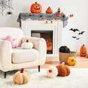 Pumpkin Pillows, Halloween Pumpkin Decoration Throw Pillow, Cute Thanksgiving Pumpkin Shaped Throw Pillows Gifts, 8" Soft Black Faux Rabbit Fur for Fall Funny Decorations (Mini-8 Inch)