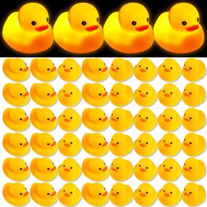 Jerify 100 Pcs Bulk LED Rubber Ducks Light up Yellow Bathtub Rubber Ducks Glow Bath Floating Toys with LED Lights Birthday Halloween Christmas Easter Shower Pool Toys for Holiday Bathroom