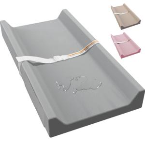 Vegan Leather Baby Changing Pad, Waterproof & Wipeable Soft Diaper Changing Mat 32" x 16.6" Comfortable Infant Changing Station for Dresser & Table (Gray)