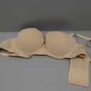 Strapless Bra with Clear Back Invisible Strap Push Up Padded Underwire Backless Halter Bralette 34D, Beige