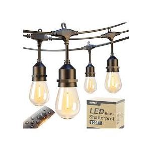 100FT S14 Outdoor String Lights, 64+4 Shatterproof Bulbs 2W, 1.5FT Spacing IP65 Waterproof| Dimmable with Remote, Heavy-Duty, Include Screw & Zip Ties for Patio Backyard Holiday Outside