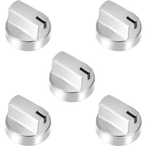 Beolisave 5 Pack WB03X29315 Stove Knob Replacement, Stainless Steel KIP 5U06 191D9233 Cooktop Control Knobs Compatible with Gas Range Burner JGP5030SL1SS JGP5030SLSS JGP5036SL1SS JGP5036SLSS