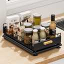 Under Sink Organizer, Single Tier Metal Pull Out Sliding Drawer Shelf for Kitchen Bathroom Cabinet Storage, Sturdy Rack  Black