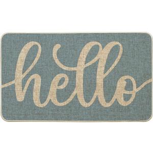 Artoid Mode Blue Hello Winter Doormat, Christmas Home Decor Low-Profile Switch Rug Door Mat Floor Mat for Indoor Outdoor 17x29 Inch