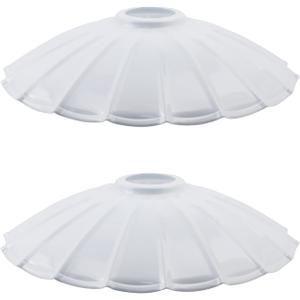 Crapyt 2 Pcs 9.84" Metal Cone Lamp Shades Iron Lampshade Industrial Pendant Light Shade Replacement Vintage Bulb Guard for Pendant Light Table Lamp Hanging Ceiling(White)