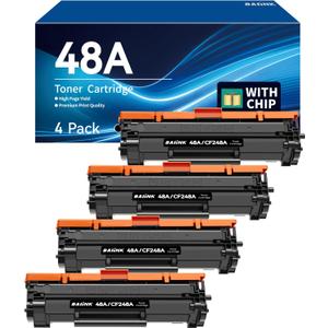 Compatible 48A Toner Cartridge Replacement for HP 48A Toner Cartridge Black CF248A Compatible with HP Pro M15w M15a M16w M16a MFP M28w M28a M29w M29a Printer (4 Black)
