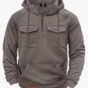 Herberton Men Tactical Hoodies Quarter Zip Long Sleeve Hooded Sweatshirts with Pockets (S, Dark Grey)