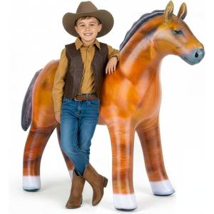 Artcreativity 38" Inflatable Horse Party Decoration, Brown Blow Up Horse, Western Party Decorations & Rodeo Party Decorations Cowboy Theme, Toy for Kids
