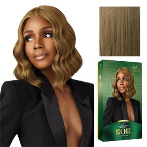 Sensationnel Chicbob Lace Frontwig - Lob Unit 2 Face Framing Glueless Wig Wide 5 Inch Deep Part Synthetic Preplucked Hairline (LIGHTASHBROWN)