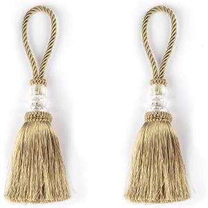 2 Pack Gold Tassels with Loops, Door Knob Tassel Large Handmade Tassel Craft, DIY Accessories for Home Decoration (Gold, 2)