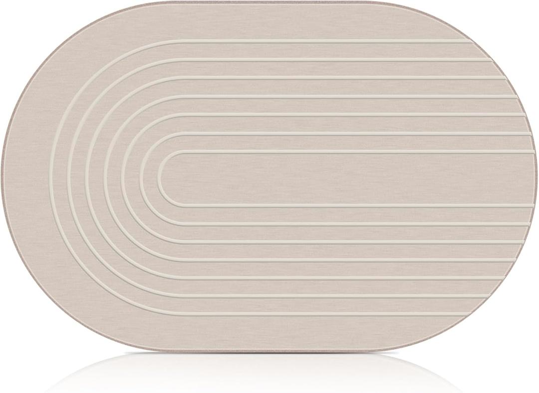 Elfcool Stone Bath Mat Diatomaceous Earth Shower Mat Non Slip Quick Dry Bath Stone Mat Super Absorbent Bathroom Floor Mat for Bathroom Kitchen Counter (Off White)