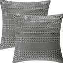 PHF 100% Cotton Waffle Weave Euro Sham Covers, 2 Pack 26" x 26" Bed Pillow Covers for Elegant Home Decor, No Filling, Luxury Aesthetic Soft Euro Pillow Cases for Bed, Dark Grey