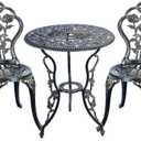 C/G 3 Piece Bistro Set, Outdoor Patio Table, Anti-Rust Cast Aluminum for Front Porch & Yard (Antique Copper)