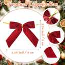 24 PCS 3.5 inches Red Small Velvet Ribbon Bow Pre-Tied Twist Bows Ribbon for Crafts Gift Wrapping Bakery Candy Bags Hair Wedding Christmas Tree Wreath
