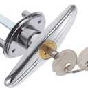 Garage Door T-Handle Replacement Lock, Shed Door Lock T Handle for Garage Door Locking with 2 Keys for Shed, Gate, Barn, Garage, Chicken Coop Door Lock and More (14X10CM, Silver)