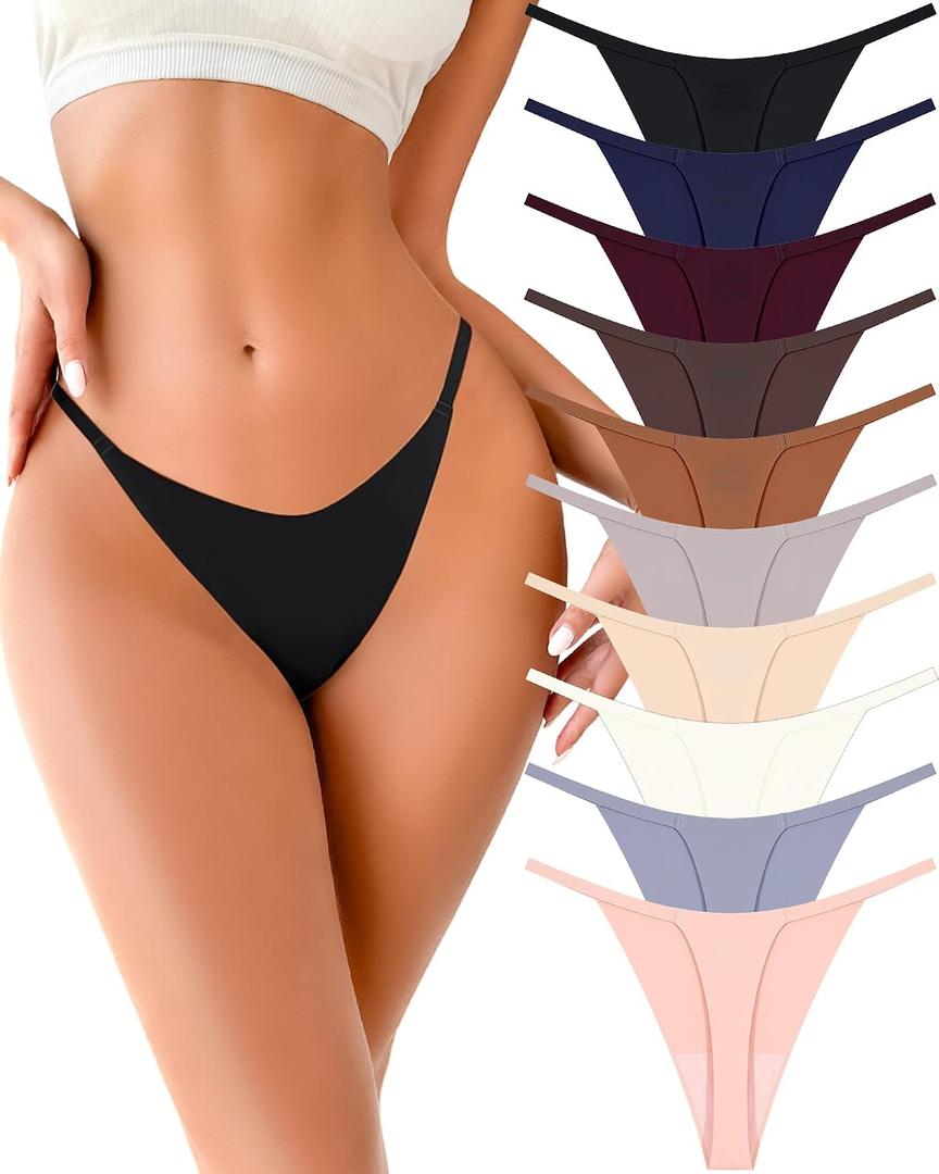 10 Pack Seamless G-string Thongs for Women Underwear No Show Thong Panties, X
