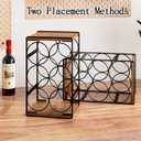 Wood Countertop Wine Rack No Need Assembly 6 Bottles Black + Rustic Brown