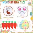 Yinkin 10 Piece Easter Table Signs Decor Wooden Rustic Easter Table Bench Centerpiece Farmhouse Bunny Eggs Carrots Chair DIY Decorations for Spring Holiday Home Decor