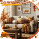 Yookeer 2 Pcs Fall Pumpkin Pillows, Corduroy 3D Simulated Pumpkin Throw 7'' and 11'' Soft Autumn Decorative Sofa Cushion for Thanksgiving Halloween Christmas Bedroom Home Decor(Brown, White)