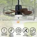 23" Outdoor Gazebo Fan with Dimmable Light and Memory Remote, Plug-In Wet Rated Outdoor Ceiling Fan, Outdoor Hanging Fan For Gazebo, Patio, Waterproof