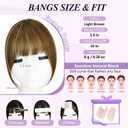 Yorda Bangs Hair Clip 100% Human Hair Clip in Bangs Fringe with Temples Wispy/French Bangs for Women Natural Looking for Daily Use (French Bangs, Light Copper Brown)