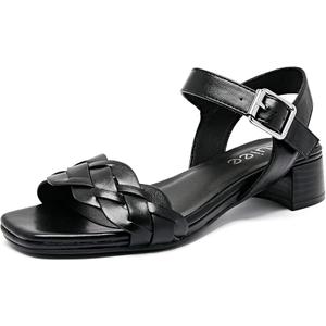 Ruiee Women's Heels Chunky Heeled Sandals for Women, Summer Block Low Heels Ankle Strappy Square Open Toe Dressy Wedding Womens Sandals, Size 10