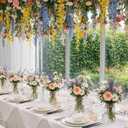 3 Pcs Artificial Flowers with Vase Spring Fake Wildflower Flowers in Vase for Home Decor Lavender Tulip Daisy Faux Floral Arrangement for Table Centerpieces Farmhouse Coffee Table Decor