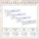 Leinuosen 4 Pcs Extra Large Acrylic Buffet Risers for Food Display Stands Box, 20.7" 19.7" 18.7" 17.7" Rectangle Catering Supplies for Weeding Dessert Table Brunch Setup Decor, Hollow Bottom(White)