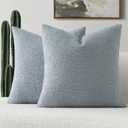 FUTEI Pack of 2 Dusty Blue Decorative Throw Pillow Covers 20x20 Inch Soft Cozy Solid Boucle Textured Cushion Case,Modern Home Decor for Couch Bed Living Room