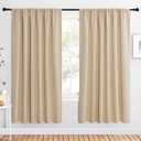 NICETOWN Room Darkening Curtains for Bedroom - Triple Weave Home Decoration Thermal Insulated Solid Drapes for Kitchen (Biscotti Beige, Set of 2 Panels, 62 x 72 Inch)