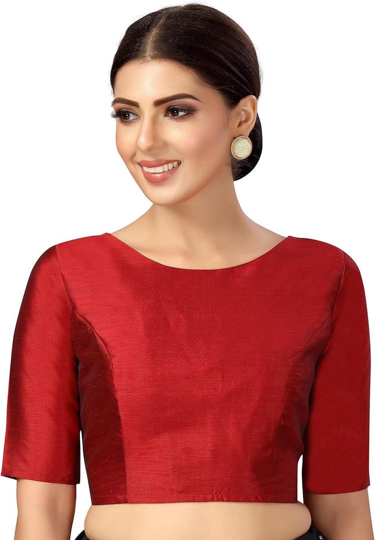 Indian Readymade Designer Party Wear Bollywood Style Choli Top Sari Blouse for Women (Large, Maroon)