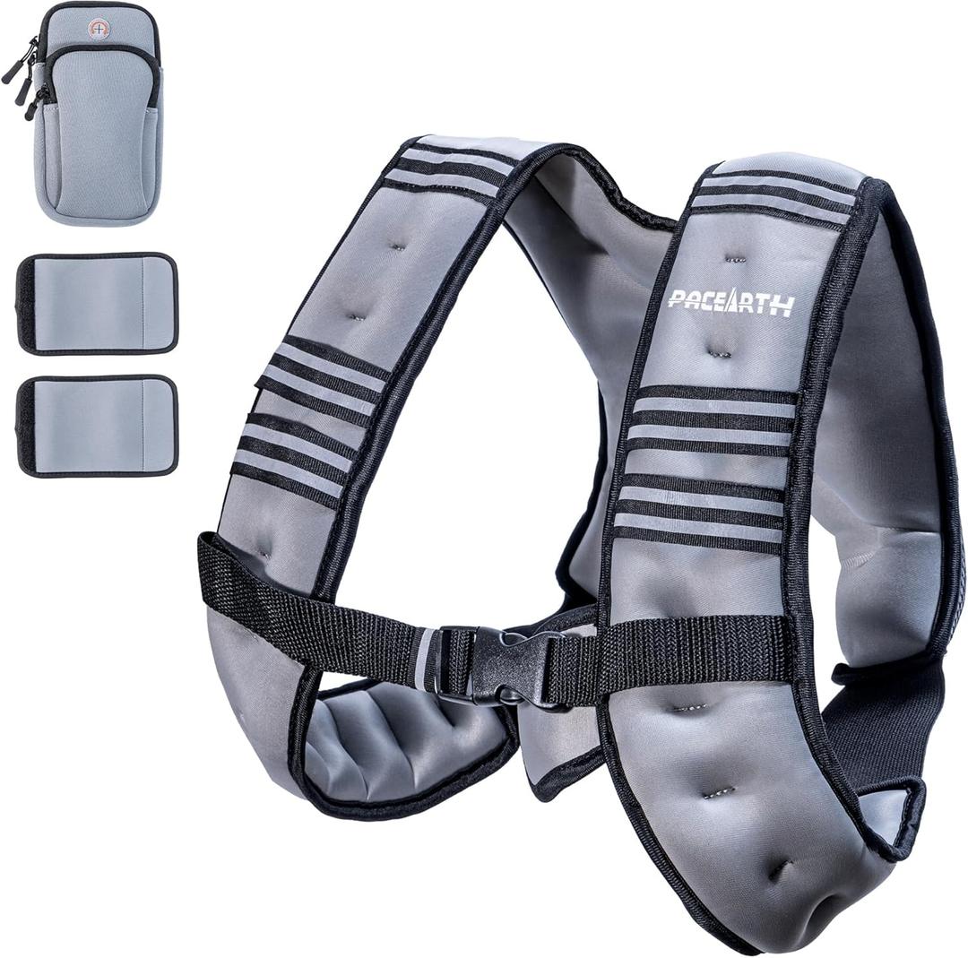 PACEARTH Weighted Vest, 20lb Weight Vest with Reflective Stripe, Body Weight Vests Adjustable for Men, Women Workout, Strength Training, Running, Walking, Jogging (Black)