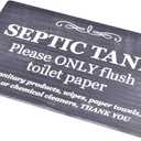 Septic Tank Sign  Strong self adhesive  Stylish Polite Notice engraved onto textured CARBON ASH (burnt wood) effect acrylic  Plaque for Toilet, Bathroom, W.C  Septic Tank Signage