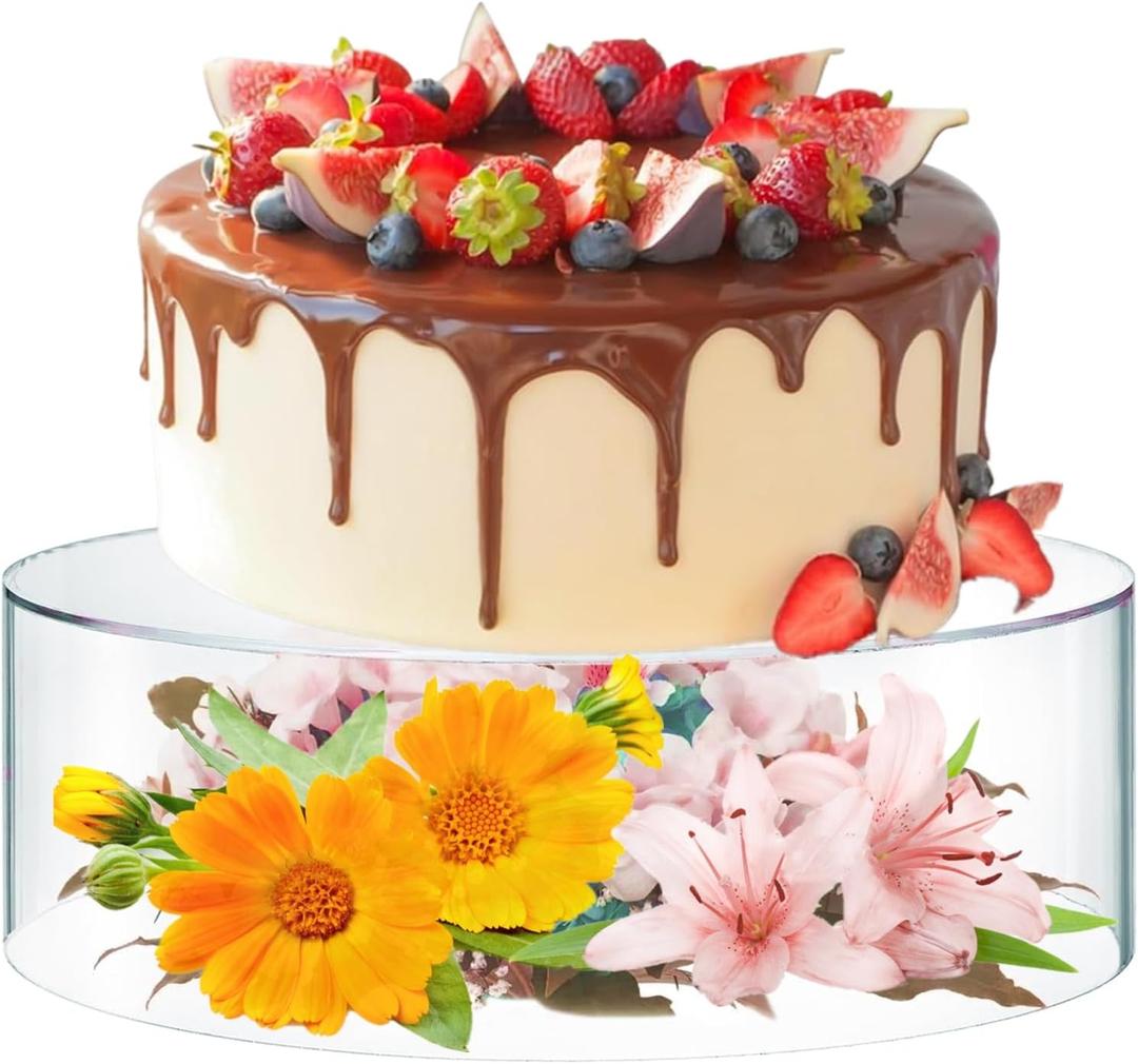 Clear Acrylic Cake Stand, 12 Inch Round Cupcake Display Holder, Dessert Display Stand with Hollow Bottom, Cake Riser for Wedding Birthday Party Christmas