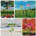 2 Pack Bird Baths for Outdoors, Colorful Metal Bird Bath for Outside, Hummingbird Bath with Five Stakes, Garden Flower Small Birdbath for Garden Decor, 31.3" H x 10.63" Dia (Red,Green)